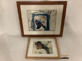 Lot of 2 framed photographs of young girl with family, largest approx 22x19 inches