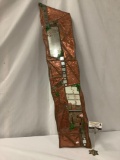 One of a kind art mirror with inlaid copper pieces, signed by unknown artist, 2006, approximately