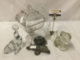 Collection of glass pieces and a pencil holder.