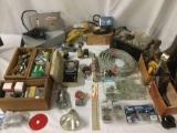 Big lot of assorted tools, hardware, and devices. Includes two working Dremels, lots of DuBois