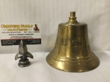 Vintage U.S. Navy brass bell. In good shape, but is missing its clapper.