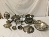 Collection of vintage silver plate home decor