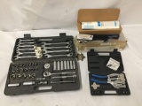 Collection of 3 hand tool sets - duo mite metal bender & power punch kit + Metrinch wrench set