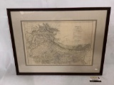 Vintage framed map of India, titled: Divisions & Components Parts of British India & Its