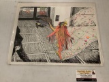 Hand tinted print signed by artist John Strongbow, the dream of the drunken Indian (2002),