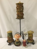 Collection of 5 vintage German candles with stands. Johann Gunter, Walldurn, Schwarzwald, gnome