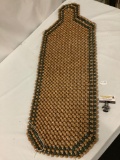 Vintage wooden beaded seat cover, approx 18 x 49 inches.