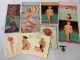 Collection of vintage pinup photos and calendar pages, Vargas, A. Scheer, Thompson and more