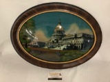 Oval framed domed glass US capital building Washington DC artwork copyright 1916 Chicago Portrait