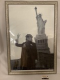 Nicely framed John Lennon at Statue of Liberty poster 2004, approximately 27 x 39 inches