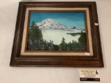 Framed original mountain scene painting signed by artist Mary Capps 1996 proximately 18 x 15 inches