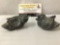 Two Canadian Wolf Original hand carved soapstone baby duck figurines, signed WE.