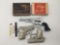 3 vintage cap gun pistols incl. 1930's Stevens 25-50 auto pistol, 30's Stevens 25 Jr. repeating cap