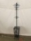 Modern tall wrought iron hall stand coat rack with umbrella / cane stand base - scroll work design