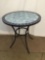 Modern metal legged blue tile mosaic top patio table