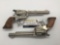 Pair of vintage Buckin Bronc BB-Cowhand die cast metal cap run revolver pistols - rare models as is