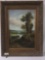 Original landscape oil painting of a river scene in extravagant frame - artist unknown