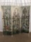 Vintage metal & fabric partition screen divider with calming house & floral designs