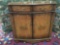 Antiqued modern floral small credenza hall table with burnished veneer, and fine design