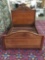 Stately antique mahogany queen size bed frame with art deco style - good cond.