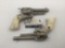 Pair of vintage 1950-1955 Rare Hubley Nickel Finish Texan Jr. cap gun revolver pistols.