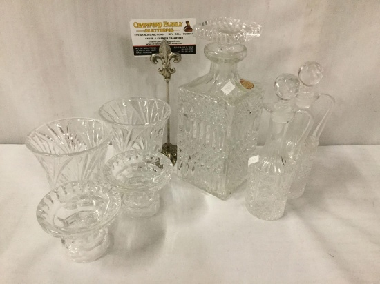 Seven pieces of Polish and German crystal glassware: Hofbauer, Fifth Avenue Crystal.