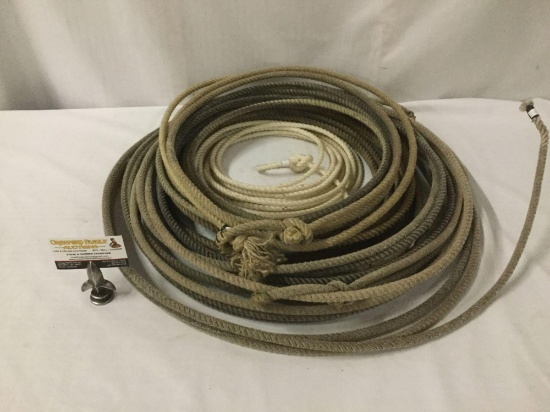 6 vintage braided Lariat Lasso Ropes - larger rope measures approx 30 ft