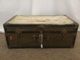 Vintage Military footlocker steamer trunk