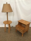 Vintage Rank Oak 2 tier nightstand w/ one drawer & a rustic oak lamp table - matches 126,128, 131 &