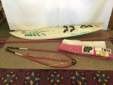 Vintage HiFly Slalom 295 windsurfing board & 2 sails incl. Neil Pryde International sail + more