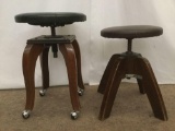 Pair of US made rotating artists stool incl. W.D. Allison Co swiveling stool w/ casters