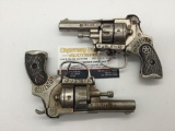 Pair of 1930's Hubley Dandy Police 38 cap gun revolver pistol - both as is, one working! Rare pair