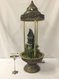 Electric cascading water fountain w/ cliff top mill, model flora, and waterwheel - working!