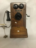 Antique wood Kellogg Switchboard & Supply Co. compact type-wall crank telephone