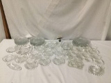 58 piece collection of vintage wavy glass ware. Ice cream dishes, plates, tea cups and more!