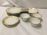 14 pieces of Meito Mei 1124 pattern hand painted Japanese mixed china set.