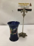 Rare antique 1920s William Moorcroft - Potter to the Queen - blue and floral china vase.