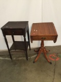 Unmarked vintage drop leaf side table & A.H. Stiehl mahogany night stand