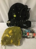 Extensive lot of scuba gear, tank harness, diving knife, goggles and more