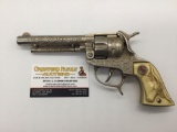 Vintage 50's Hubley Texan cap gun revolver pistol with steer head handle - rare, good cond