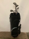 Golf club set w/ bag; Spalding Top-Flite Tour driver. Dunlop - Goliath irons incl 4, 5, 6, 7, 8 etc