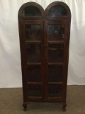 Antique art deco Plantation Wood Nova double side curio cabinet - as is mild wear