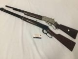 Pair of 50s cap gun rifles incl. Hubley Scout w/ Cowboy scene & Sears & Roebuck 799 cap gun