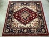 Safavieh Heritage 100% wool rug, made in India, color: red/heriz - 4x4 ft square