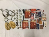 Collection of cap gun & cowboy related toy items incl. roll caps, vintage spurs, and so much more