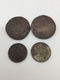 Russian currency incl. 1770 EM 5 Kopek, 1812 5 Kopek, 1 ruble soviet coin w/ Lenin face & 1783 5