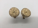 Pair of 14k gold cufflinks w/ small diamond (1 missing) - weighs 13 grams