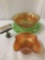 Selection of 3 antique carnival / depression glass incl. Vaseline footed plate & 2 marigold bowls