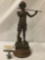 Antique style bronze boy w/flute statue 