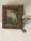 Antique print of young boy with rabbit circa early 1900s in gesso frame